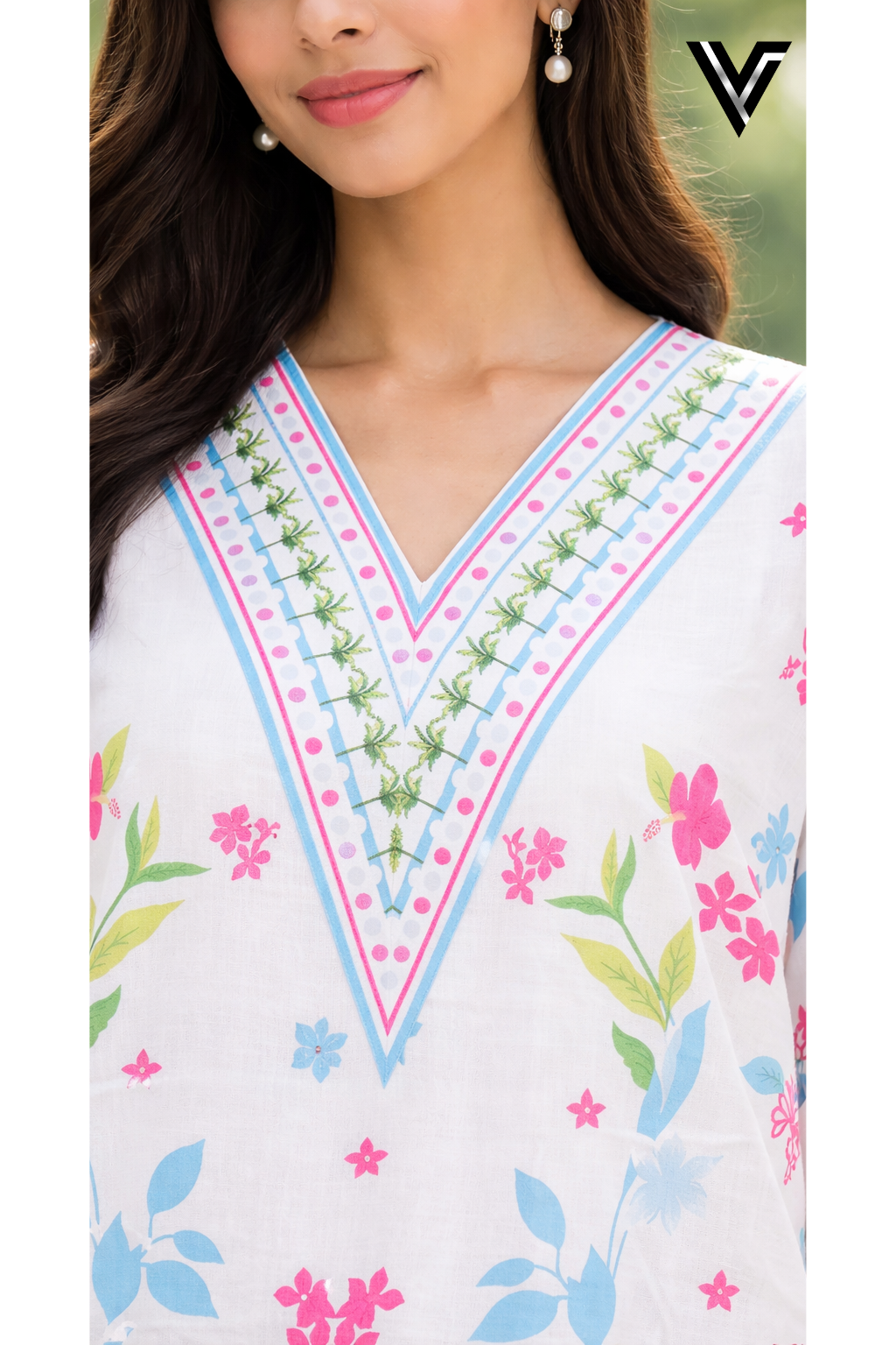 Gardenia Breeze – Floral Print 2-Piece Long Shirt Suit | Venixa - Image 2