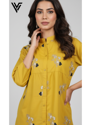 Golden Ochre – Embroidered Scalloped Co-ord Set