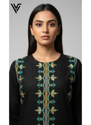 Midnight Noir – 2pcs Embroidered Straight-Cut Tunic