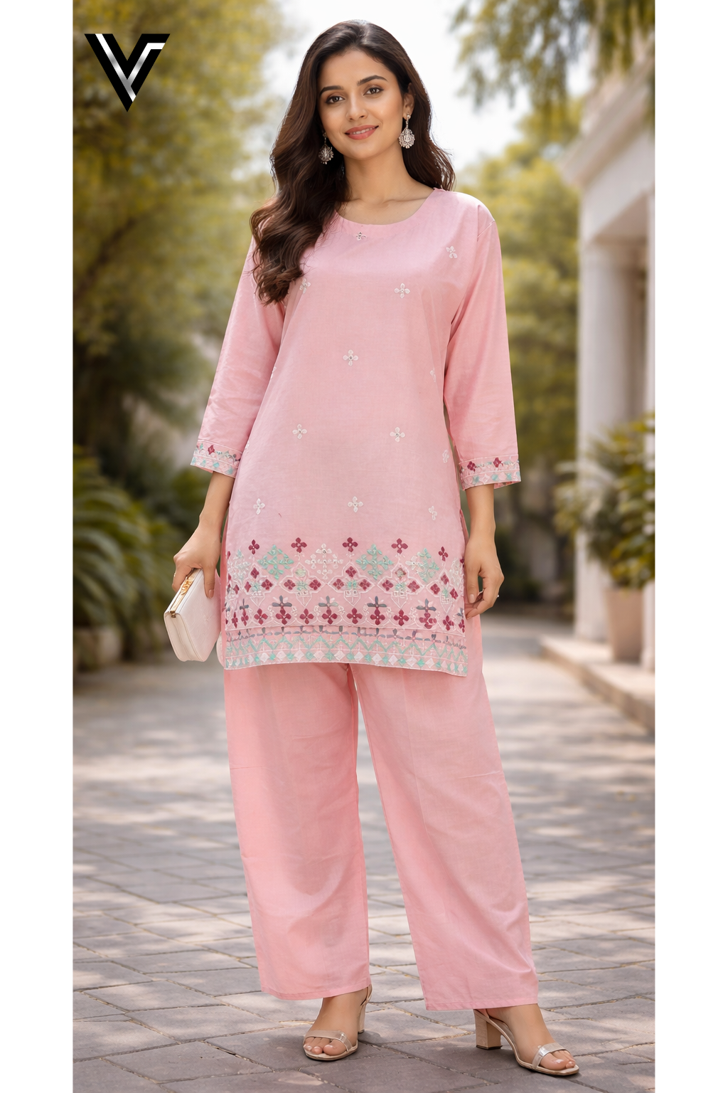 Rose Quartz – Pastel Embroidered 2-Piece Set