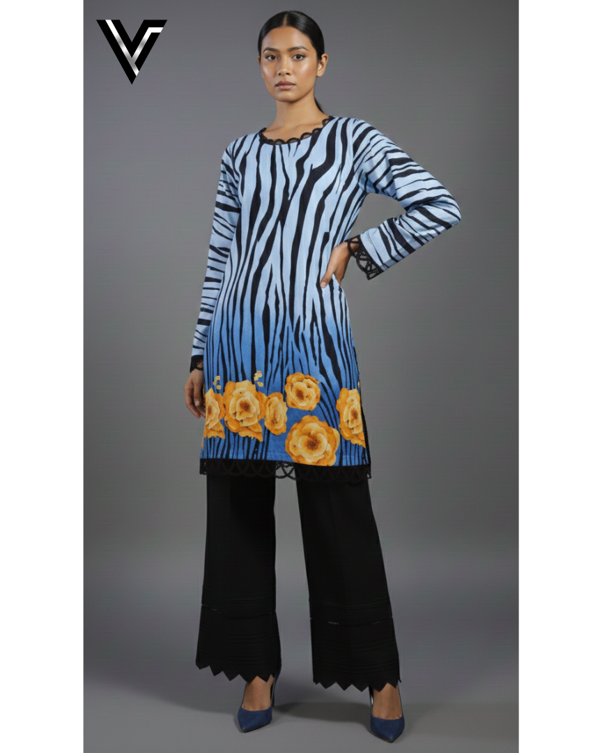 Azure Safari | Blue Zebra & Floral 2-Piece Mid-Summer Suit | Venixa - Image 2