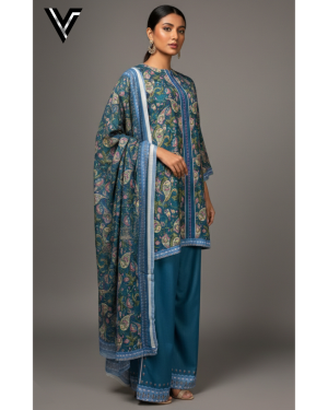 Teal Paisley | 3-Piece Printed Suit | Summer Collection | Venixa