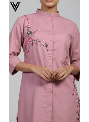 Rose Blush – Asymmetrical Floral Embroidered 2pcs CoSet